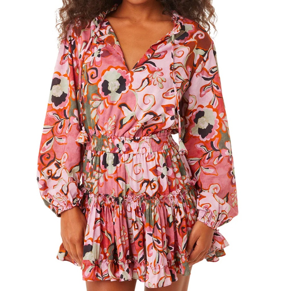 MISA Los Angeles Pink Ruffle Dress